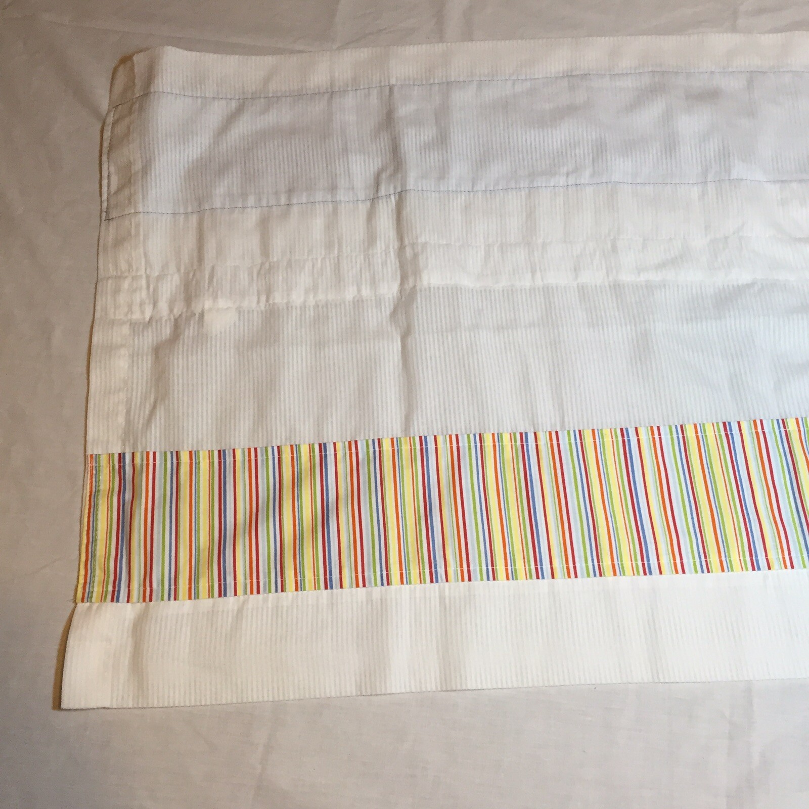 4 Pc Curtain Set Green Blue Yellow Red Stripe Country Curtains Panels Valances
