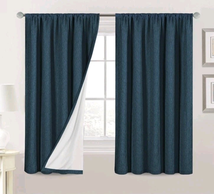 100% Blackout Curtains 63 Inches Long for Bedroom Full Light Blocking Rod Pocket