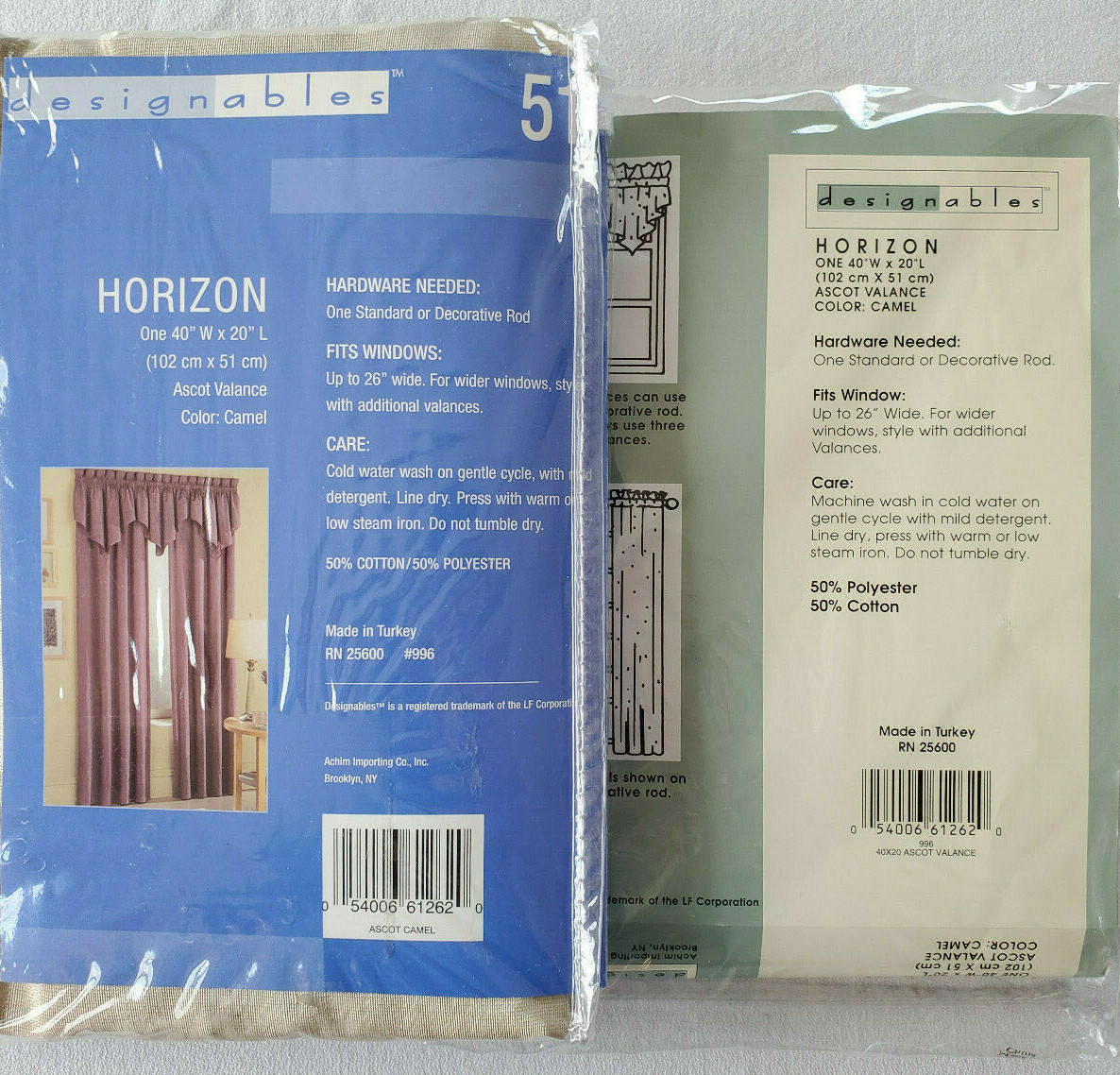 Set of 2 Ascot Valance V-shaped Curtain Designables 40Wx20L Chevron Accents New