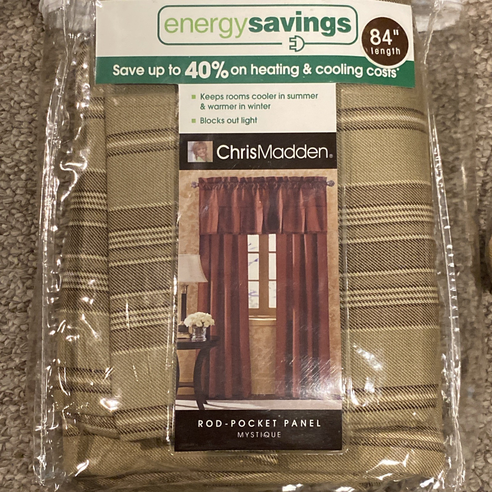 Chris Madden Mystique, Rod Pocket Panel Ivory Beige Light blocking 54″ x 84″ ea
