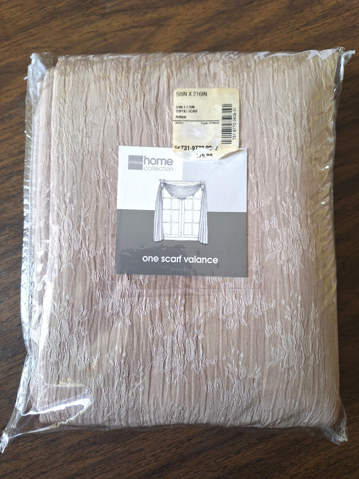 JC Penny Home Collection Tripoli Scarf Valance-Antique, 50 in x 216 in-NEW