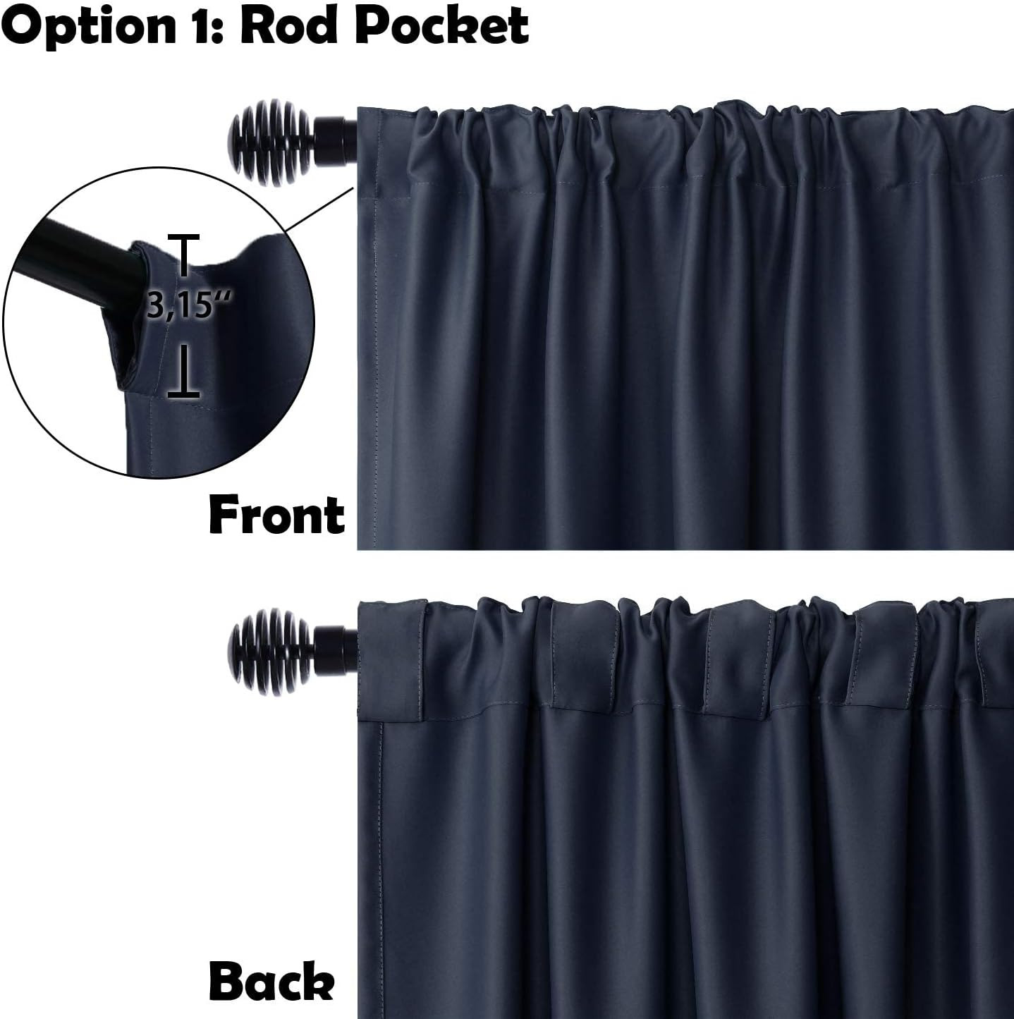 Extra Wide Navy Blackout Curtains for Sliding Glass Doors, 120×84 Inches