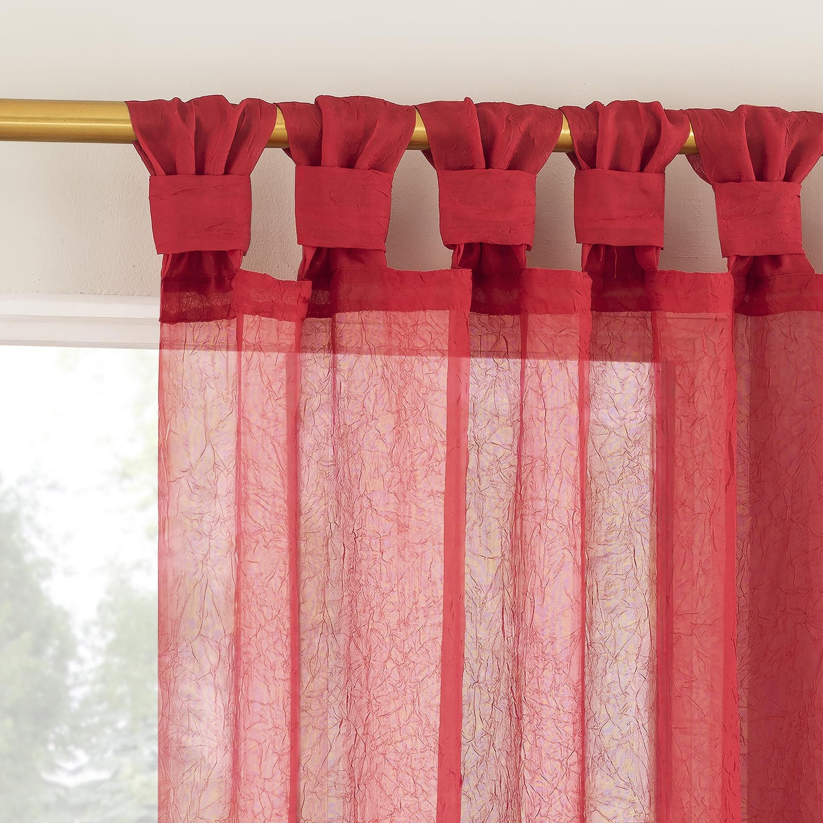Margaret 2-Pack Holiday Twist Tab Crushed Texture Sheer Tab Top Curtain Panel…