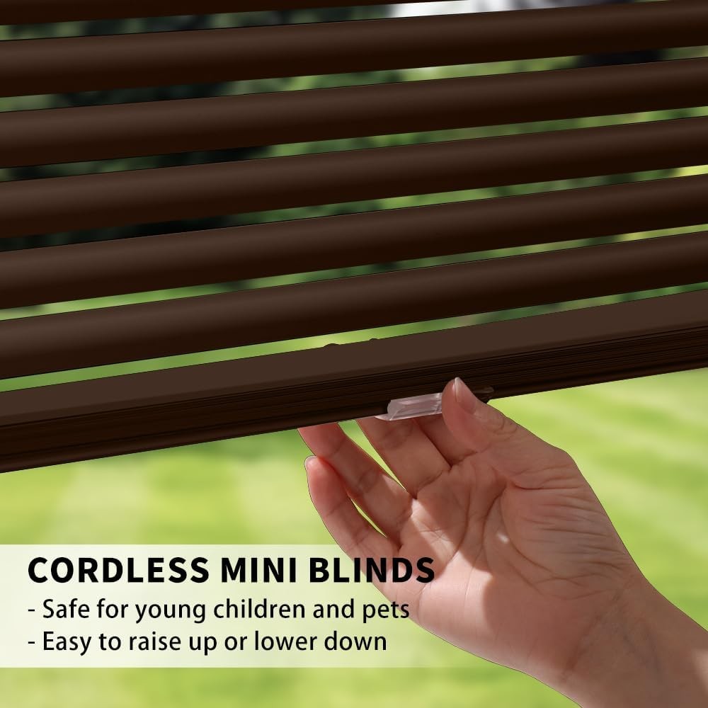 HIDODO Aluminum Mini Blinds Cordless Horizontal Window Shades for Living Room