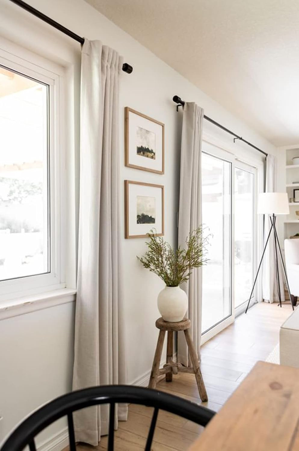 Cream Linen Blackout Curtains 102″ Long, Thermal Insulated 2 Panels Set