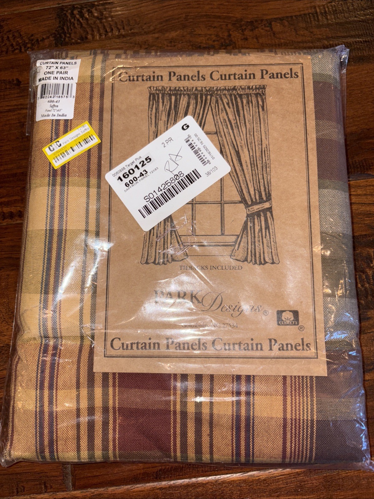 Saffron Panel Pair W/ Tie Backs 63″ Long Unlined by Park Designs