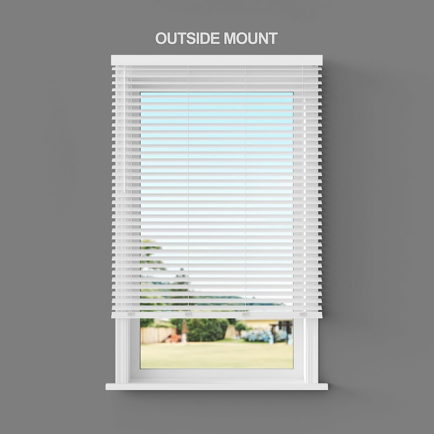 2″ Cordless Flat Slat Faux Wood Window Blinds for Home – 34″ W x 60″ L – Whit…