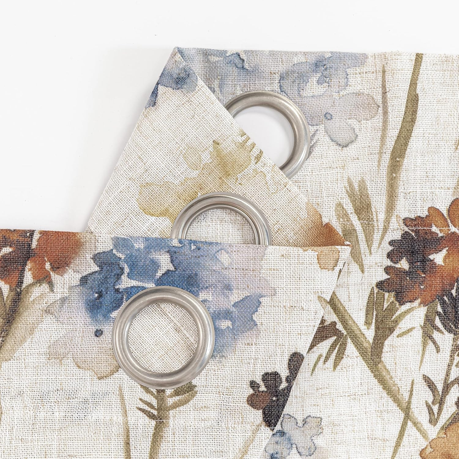 Floral Linen Curtains 84 Inch Length 2 Panels Set Spring Flower Patterned Semi S