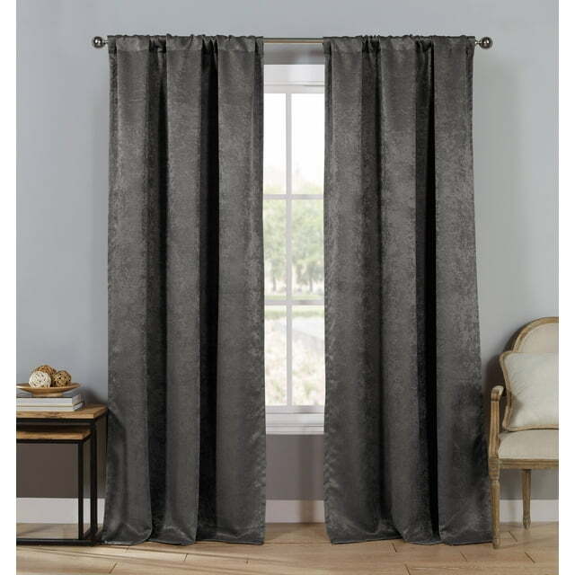 Duck River Steena Metallic Textured Window Curtain Panel 27»x 84» Gray – Pair