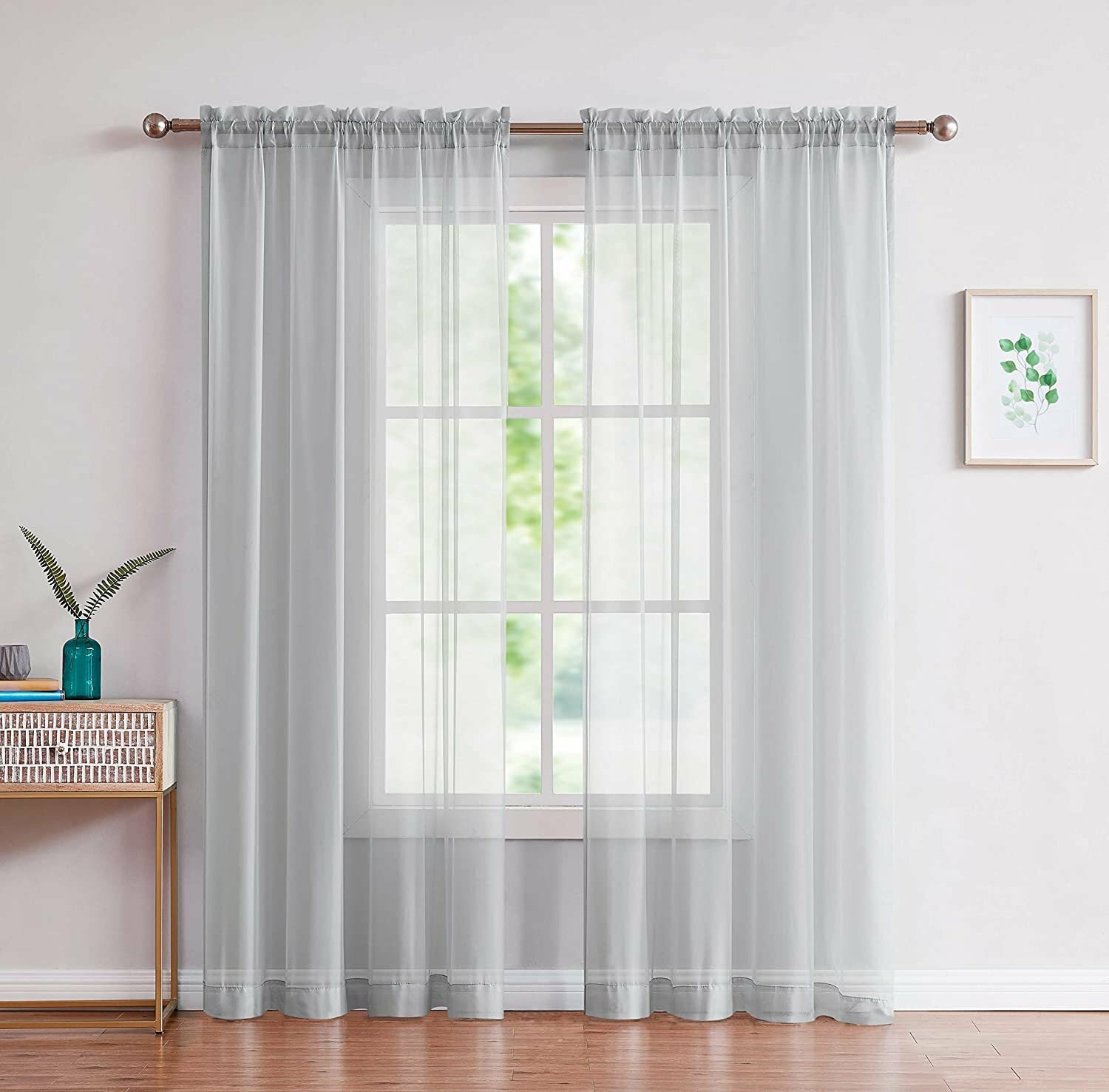 DecoSource – 2 Rod Pocket Sheer Curtains Panels – Voile Curtains for Window…