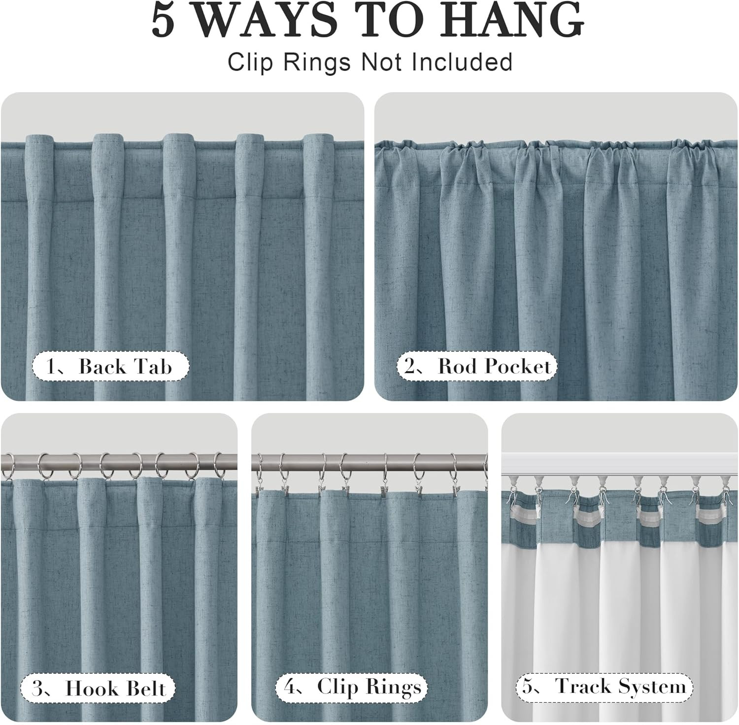 100% Blackout Extra Long Linen Curtains 120 Inches Long for Large Bedroom Window