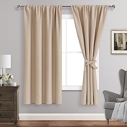 Blackout Curtains for Bedroom– Thermal 42″W x 63″L (Pack of 2) Beige