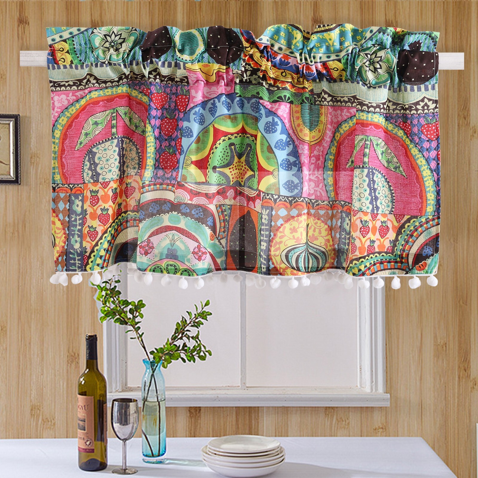 Floral Printed Valance Kitchen Bathroom Half Short Window Curtains Cafe 18″