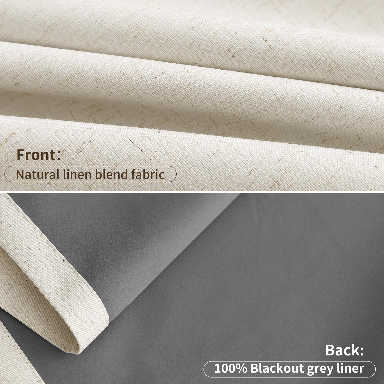 Joywell Pinch Pleat 100% Blackout Linen Curtains for Living Room 54 Inches Long