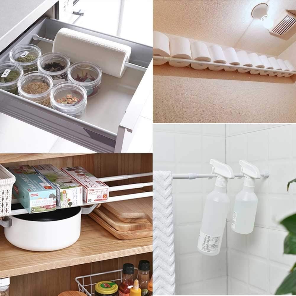 2 Pack White Adjustable Spring Tension Curtain Rods 28-43 Inches