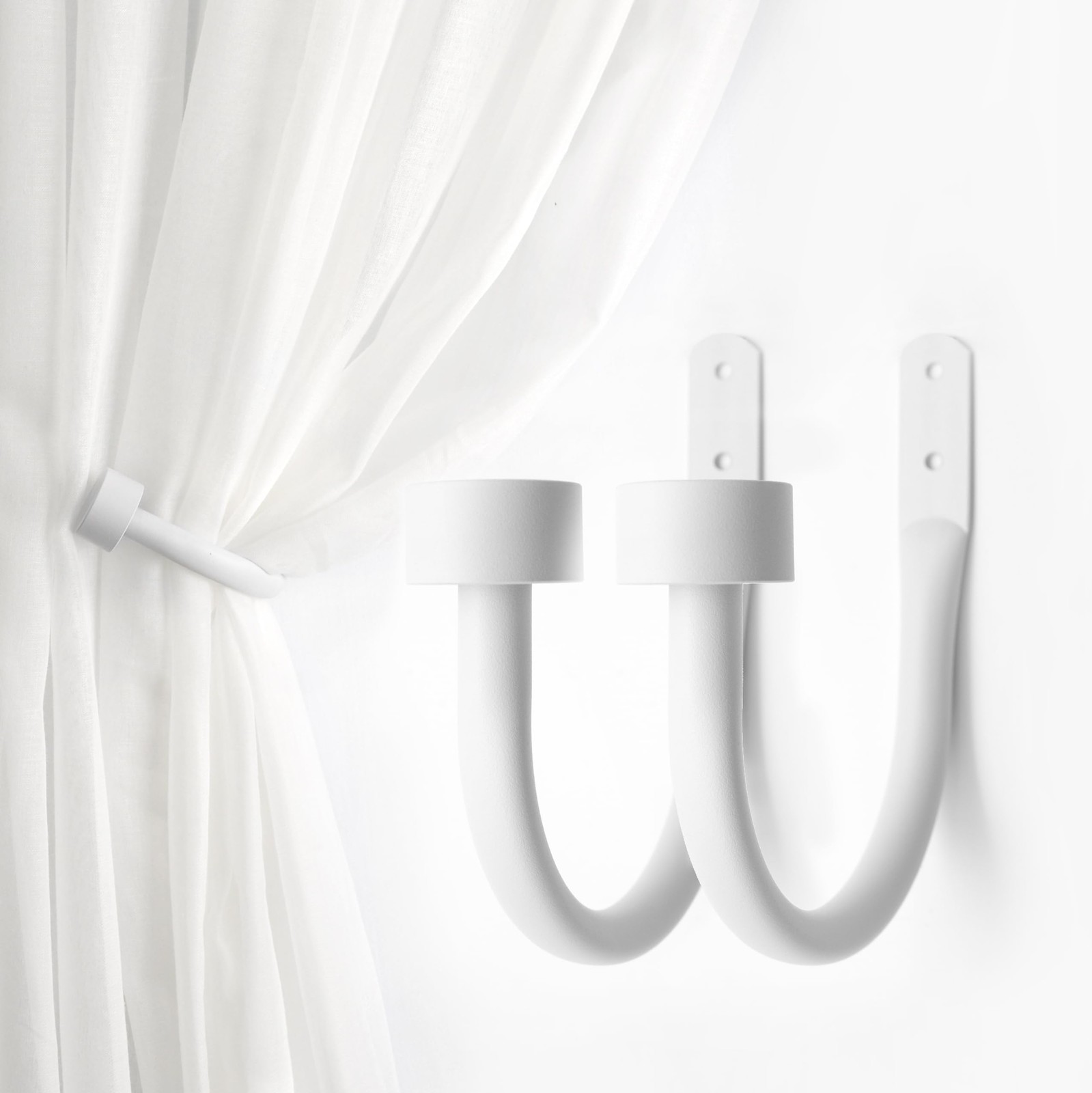 2PCS Curtain Holdbacks, Wall Mounted Curtain Holders, Curtain Hooks for Drape…