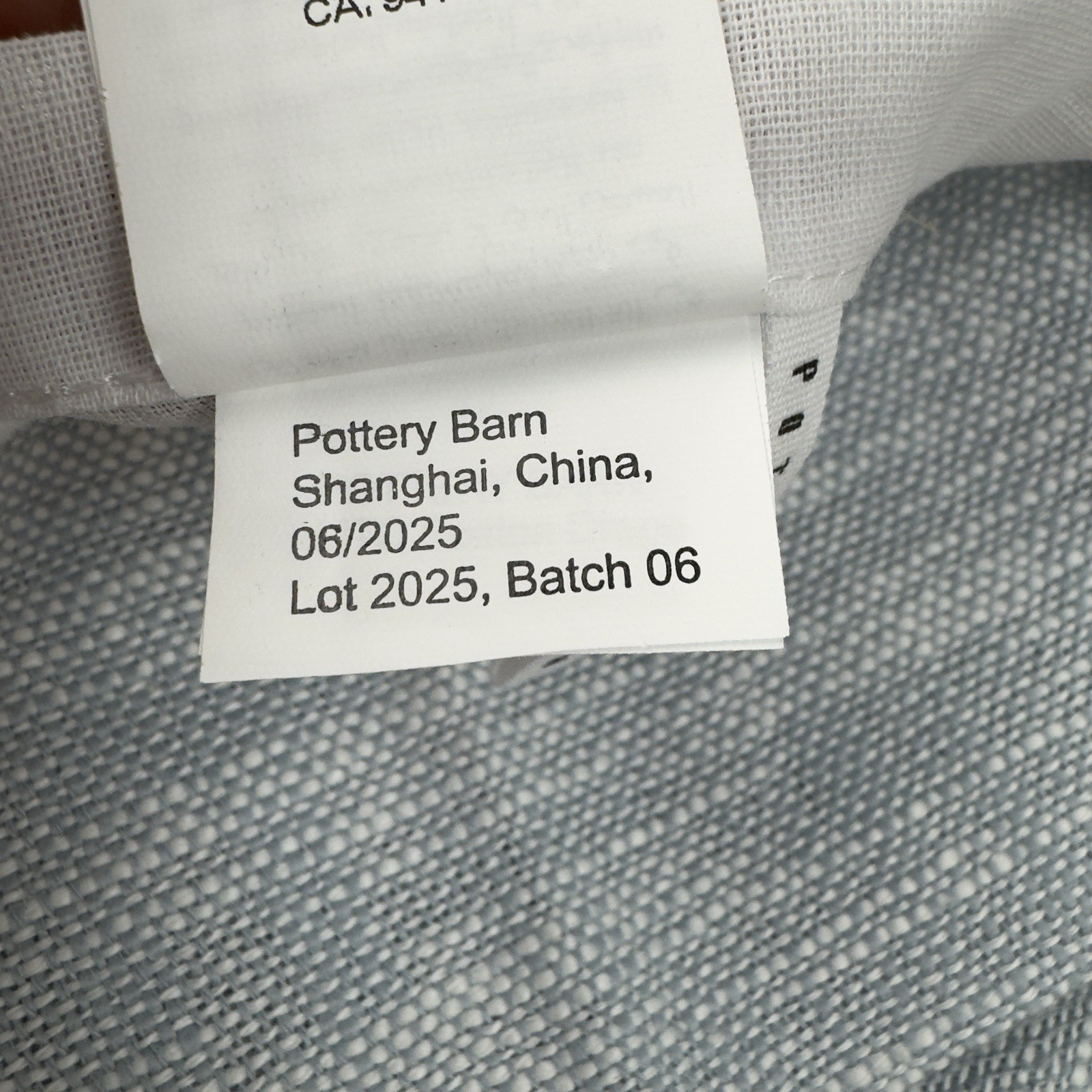 Pottery Barn Seaton Textured Cotton Lined Curtain Drape 50”x84” Mineral Blue OB