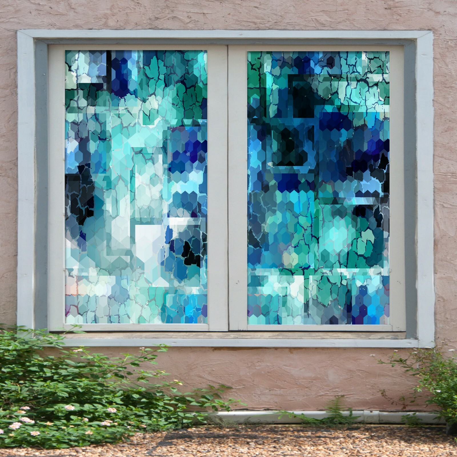 3D Purple Blue Wav D41 Window Film Print Sticker Cling Stained Glass UV Block An