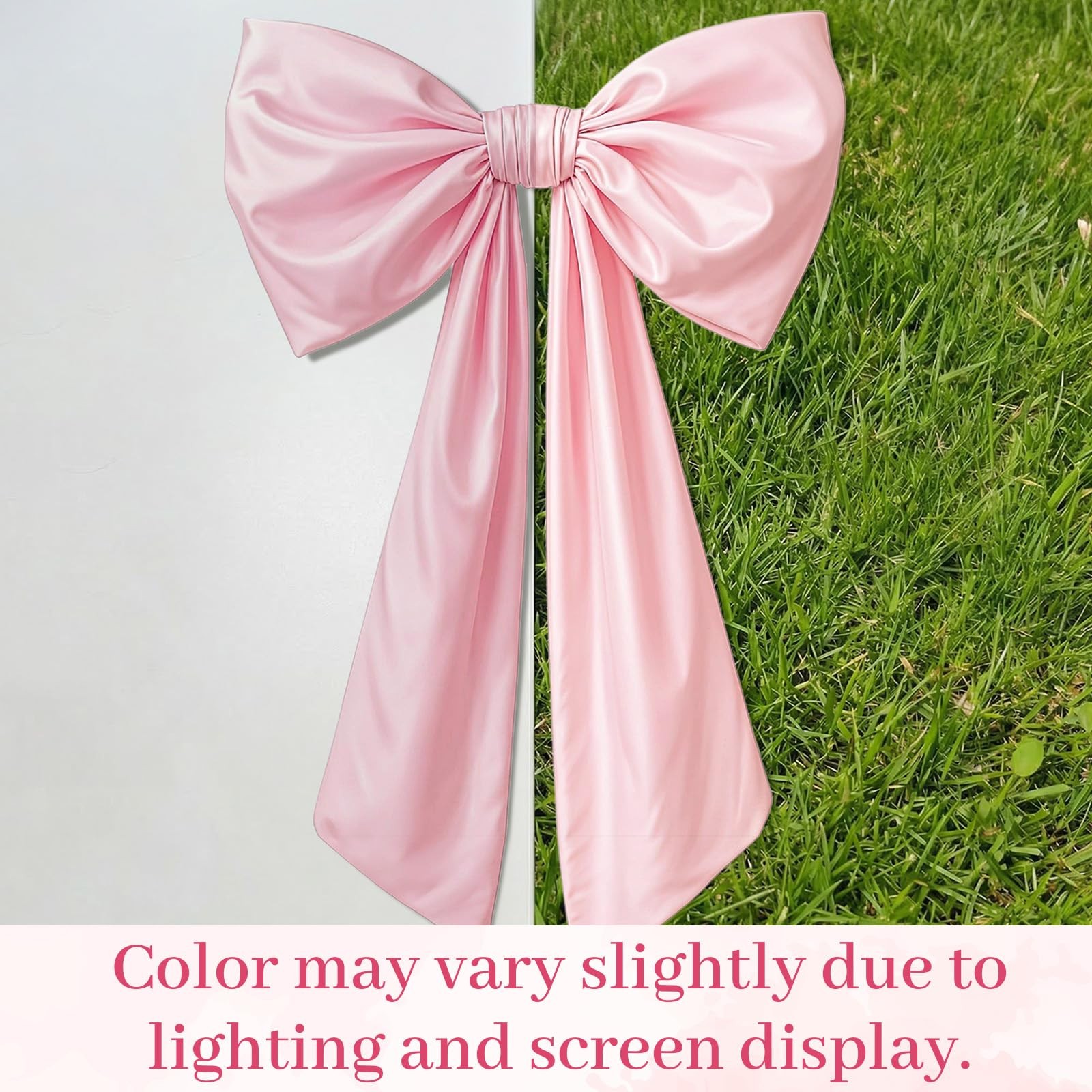 Large Pink Satin Ribbon Bow Coquette Room Decor 43×24 Inch Wall Hanging