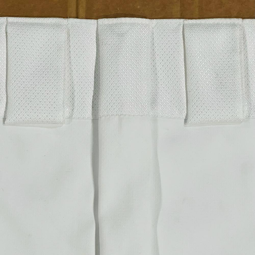 Grant White Polyester Solid Pattern 34 In. W X 84 In. L Button Pleated Back Tab