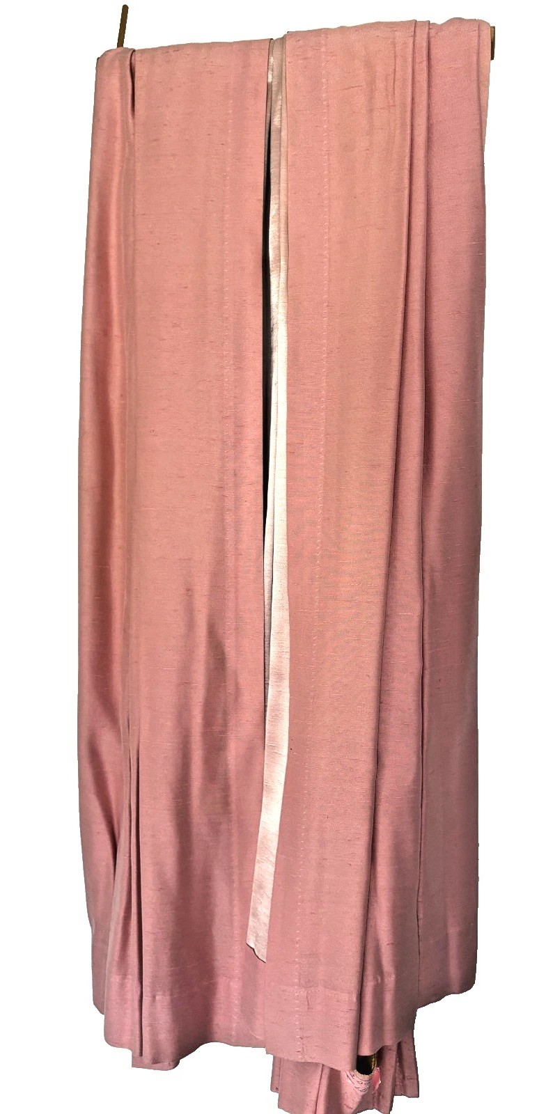 VTG Blush Pink Silk Drapery Panels Pinch Pleat Dupioni-Style 83” Curtains