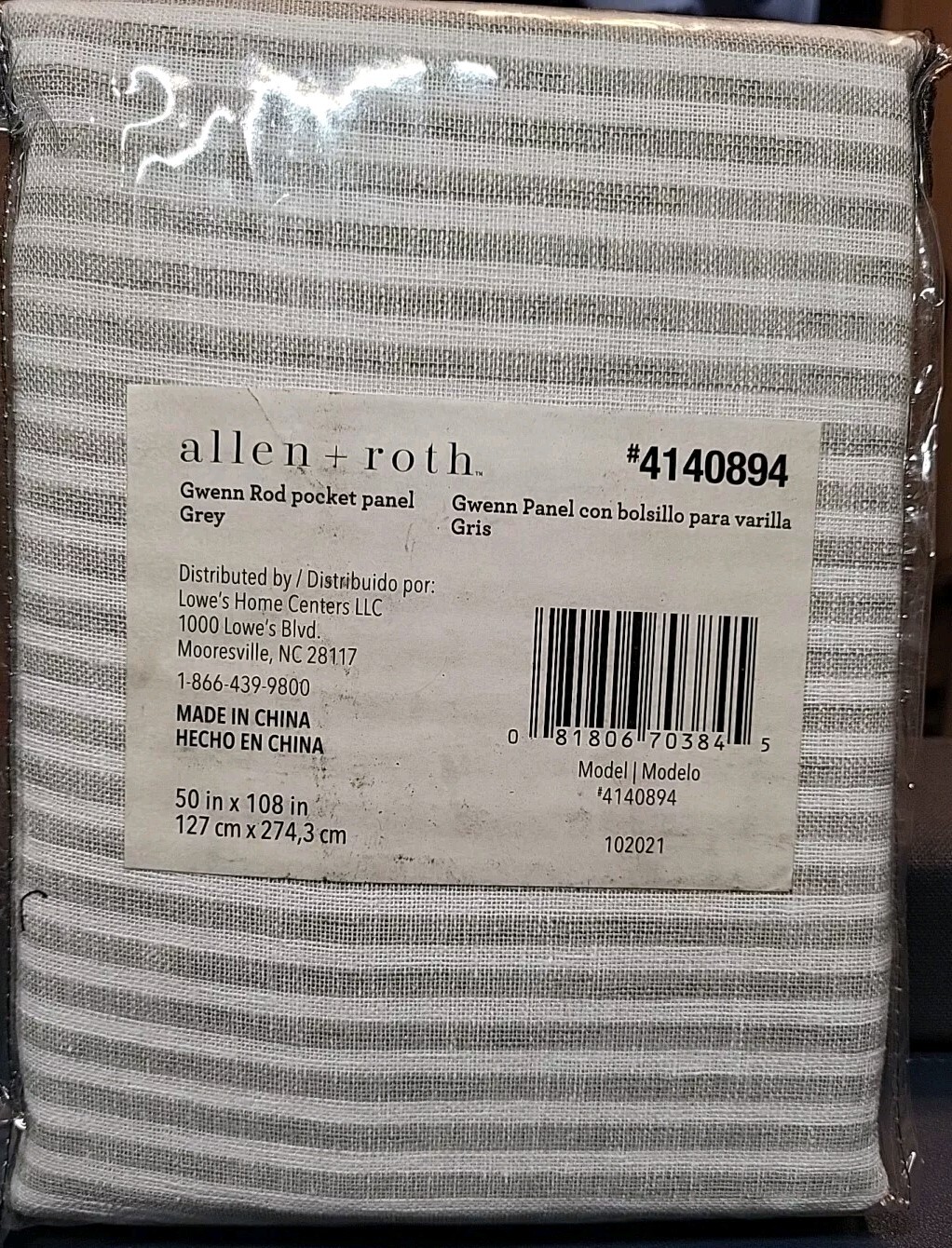 Allen+Roth GWENN 50in X 108in Grey Rod Pocket Top Curtain Panel #4140894