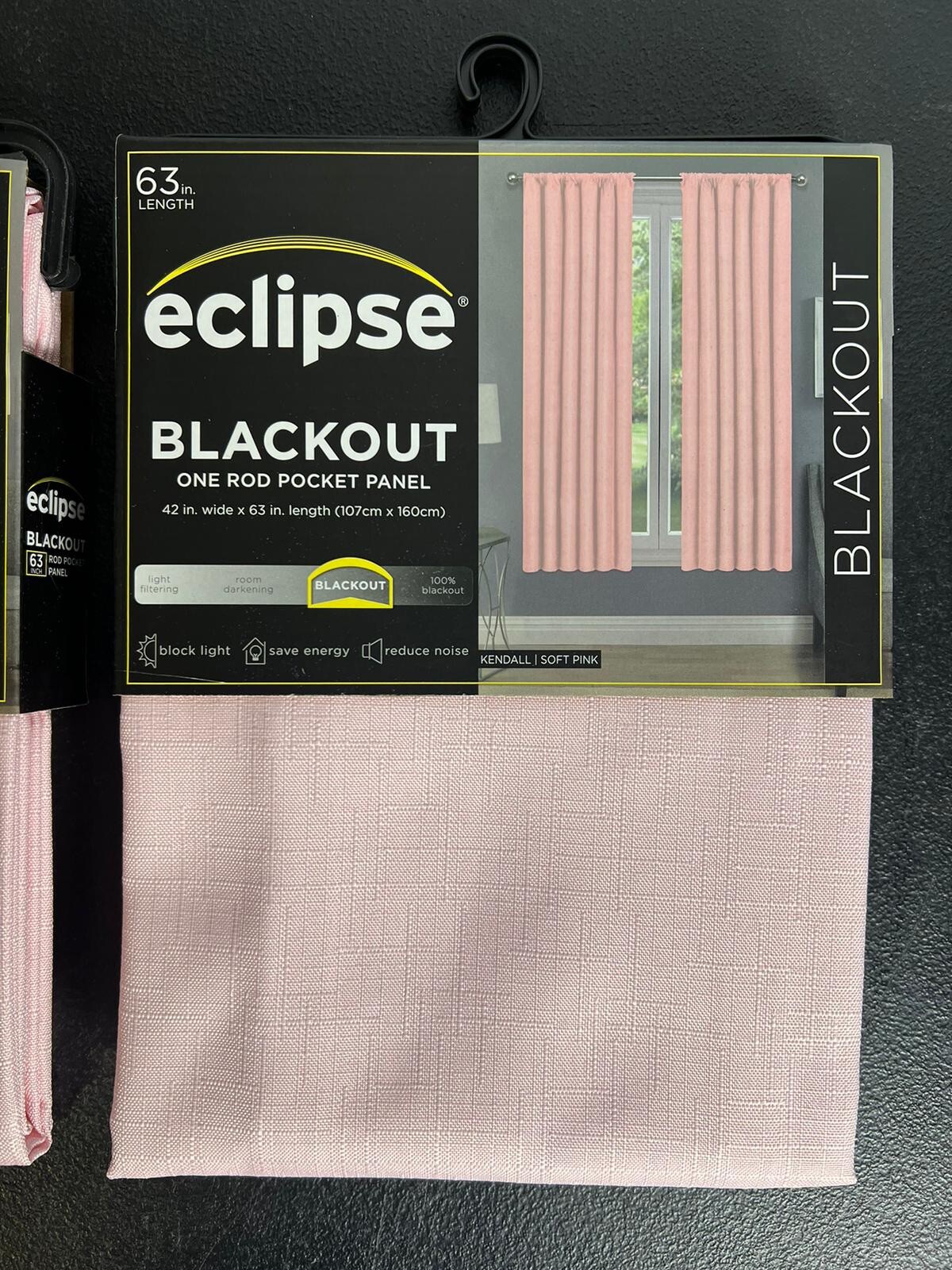 Lot Of 2 Eclipse Blackout One Rod Pocket Panel Soft Pink 42 x 63 in ThermaBack