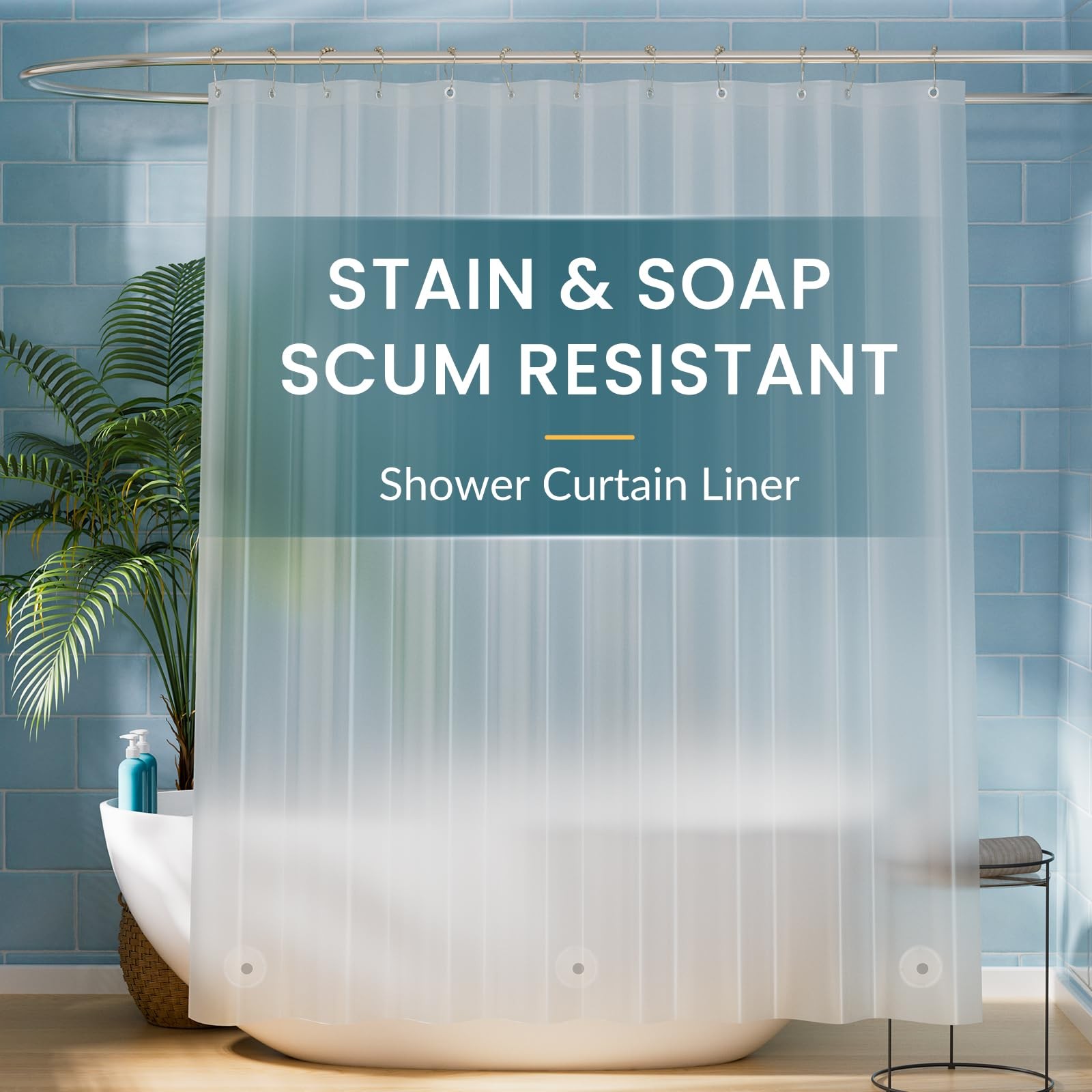 Titanker Plastic Shower Curtain Liner 72 x 72″W x 72″L (Pack of 1), Frosted