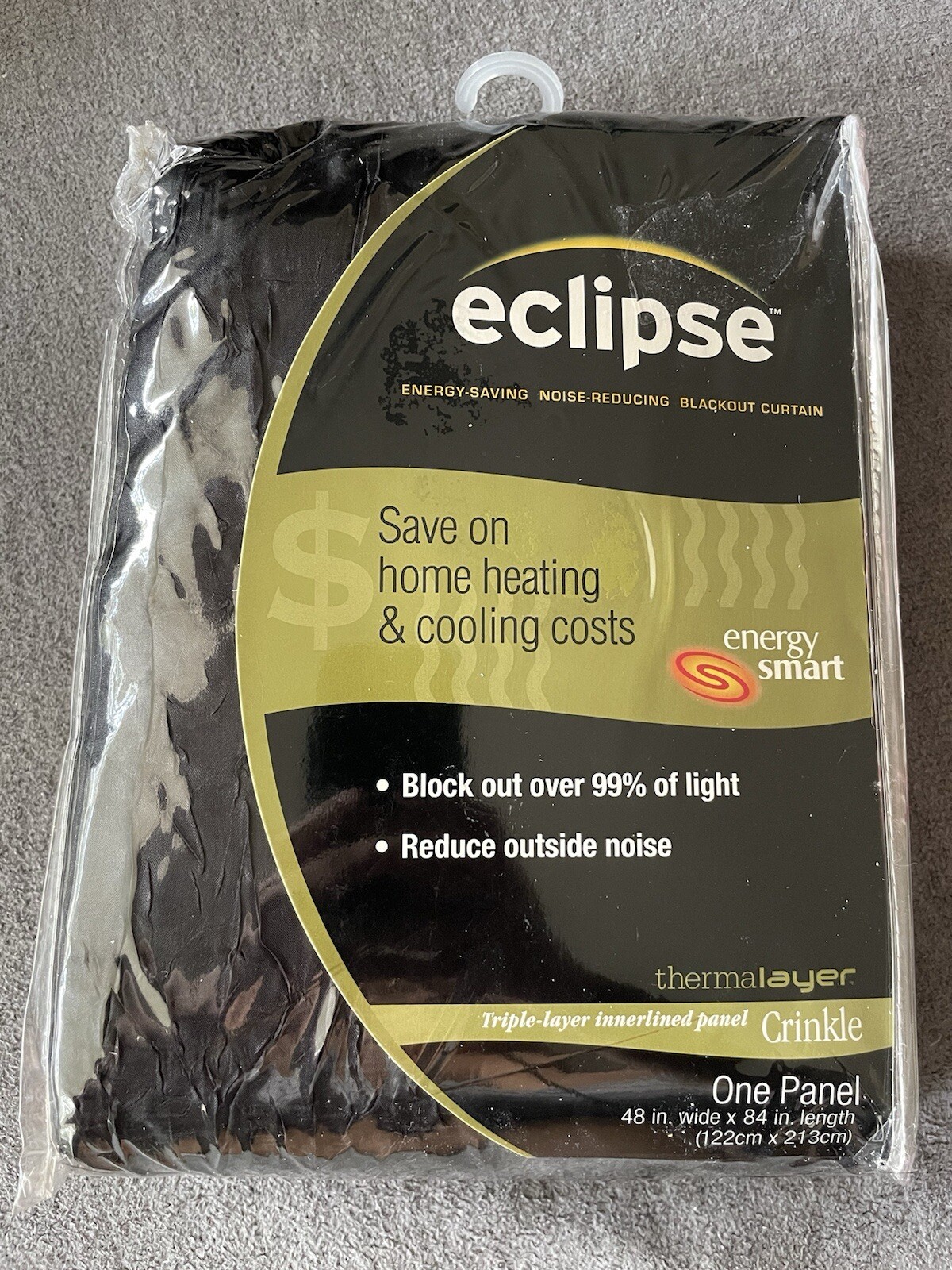 Eclipse Blackout Curtain One Panel 48″ x 84″ Energy-Saving, Noise-Reducing Black