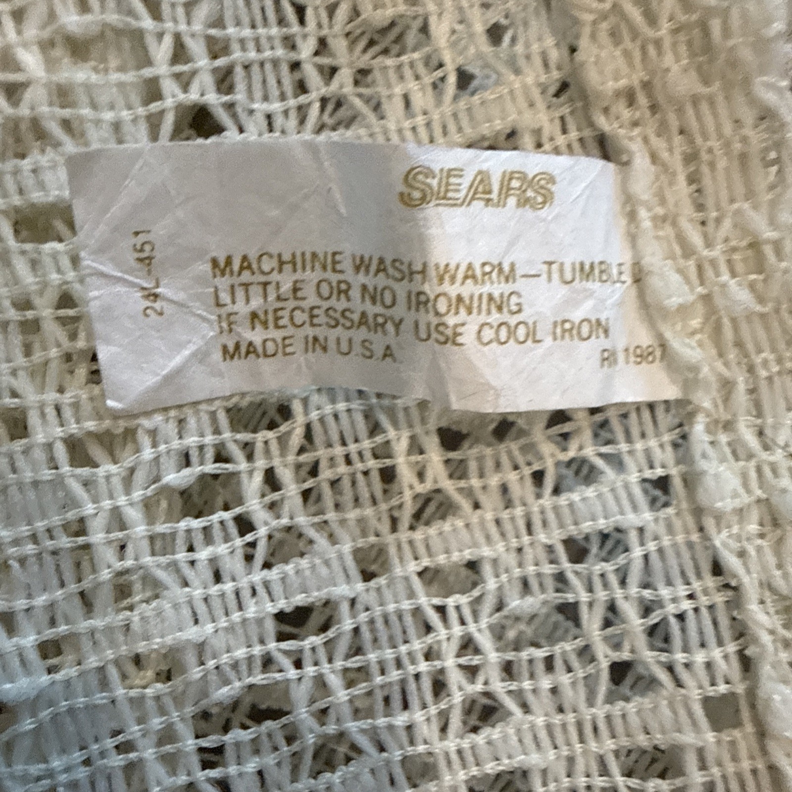 VTG Sears Cream Lace Valance Curtain For Rod Style 50X11.5 In Cottage Farmhouse