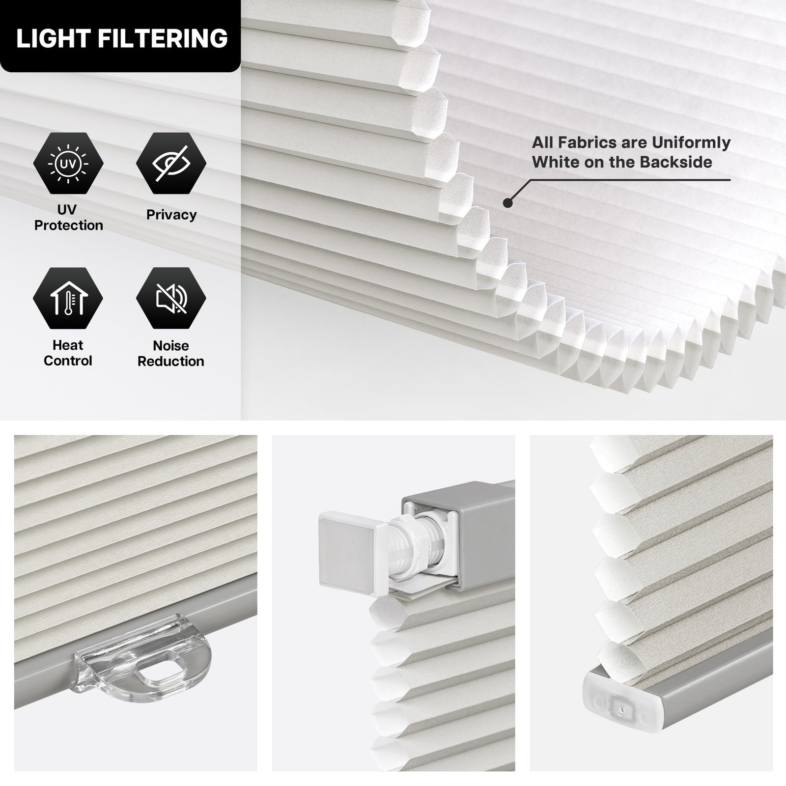 LazBlinds Cordless Cellular 20» W × 64» H, Light Filtering-dove Grey