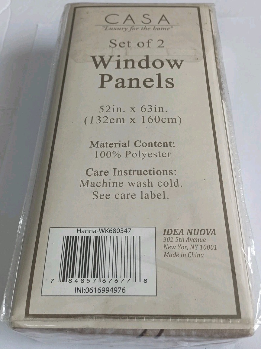 Window Curtain Panels 63in CASA Luxury Light Brown Letters Patterns.