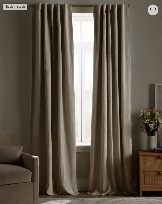 NWT QUINCE TRUE BLACKOUT EUROPEAN LINEN CURTAIN PANEL SET 2 FLAX 96 X 120 L $348