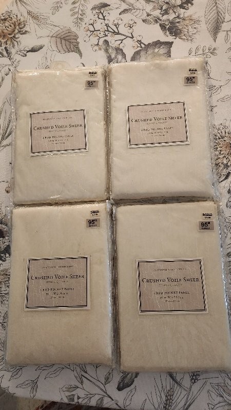Four Rod Pocket Panels Crushed Voile Sheer