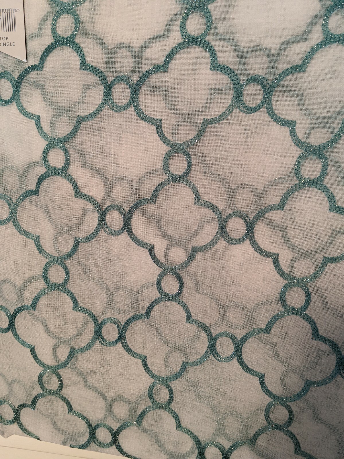 Home Maison Diane Embroidered Teal/White Sheer Rod Pocket Panels Pair, 84″