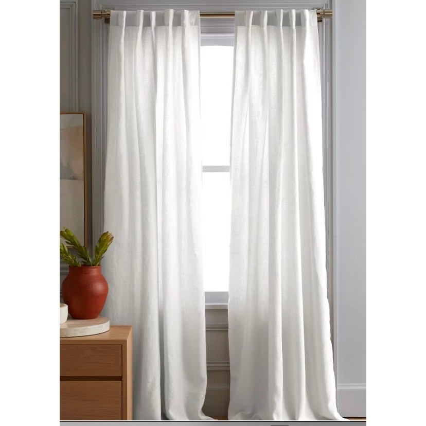 Quince European Linen Room Darkening Curtain White 49X108 #3