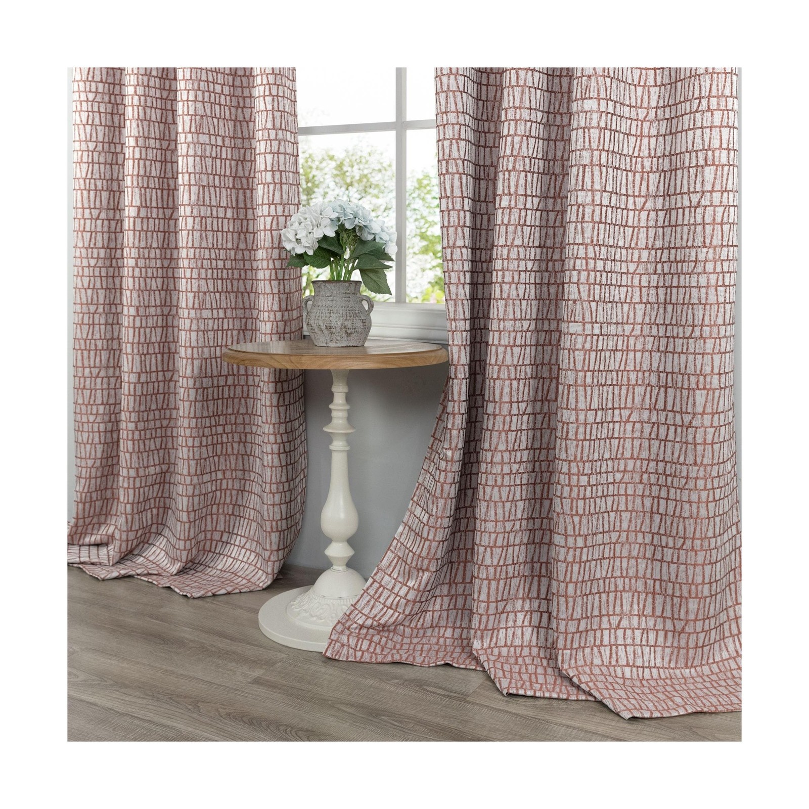 Terracotta Curtains for Living Room 90 Inch Length 2 Panels Vin… Fast USA SHIP