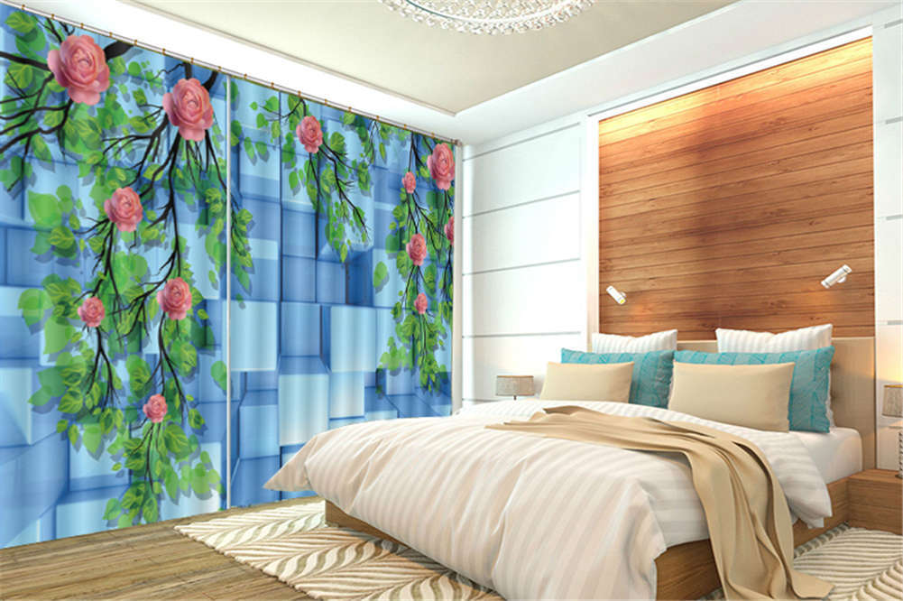 Rose On The Tree 3D Curtain Blockout Photo Printing Curtains Drape Fabric