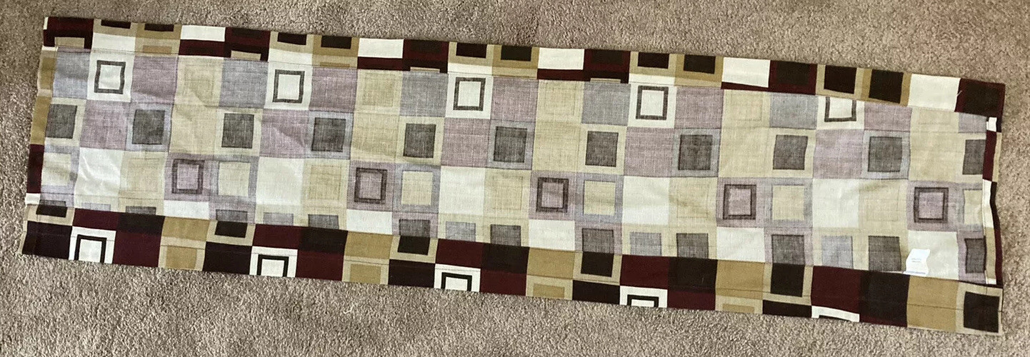 Geometric Squares VALANCE 15″ x 60″ brown & tan burgundy by Essential Home