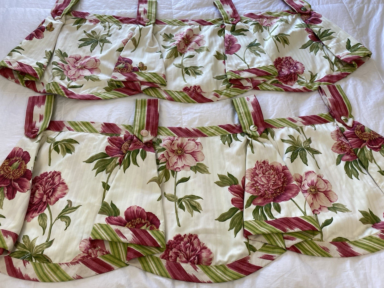 2 Williamsburg Waverly Ashton Peony Valance Curtains 23×48 Floral Pink Green