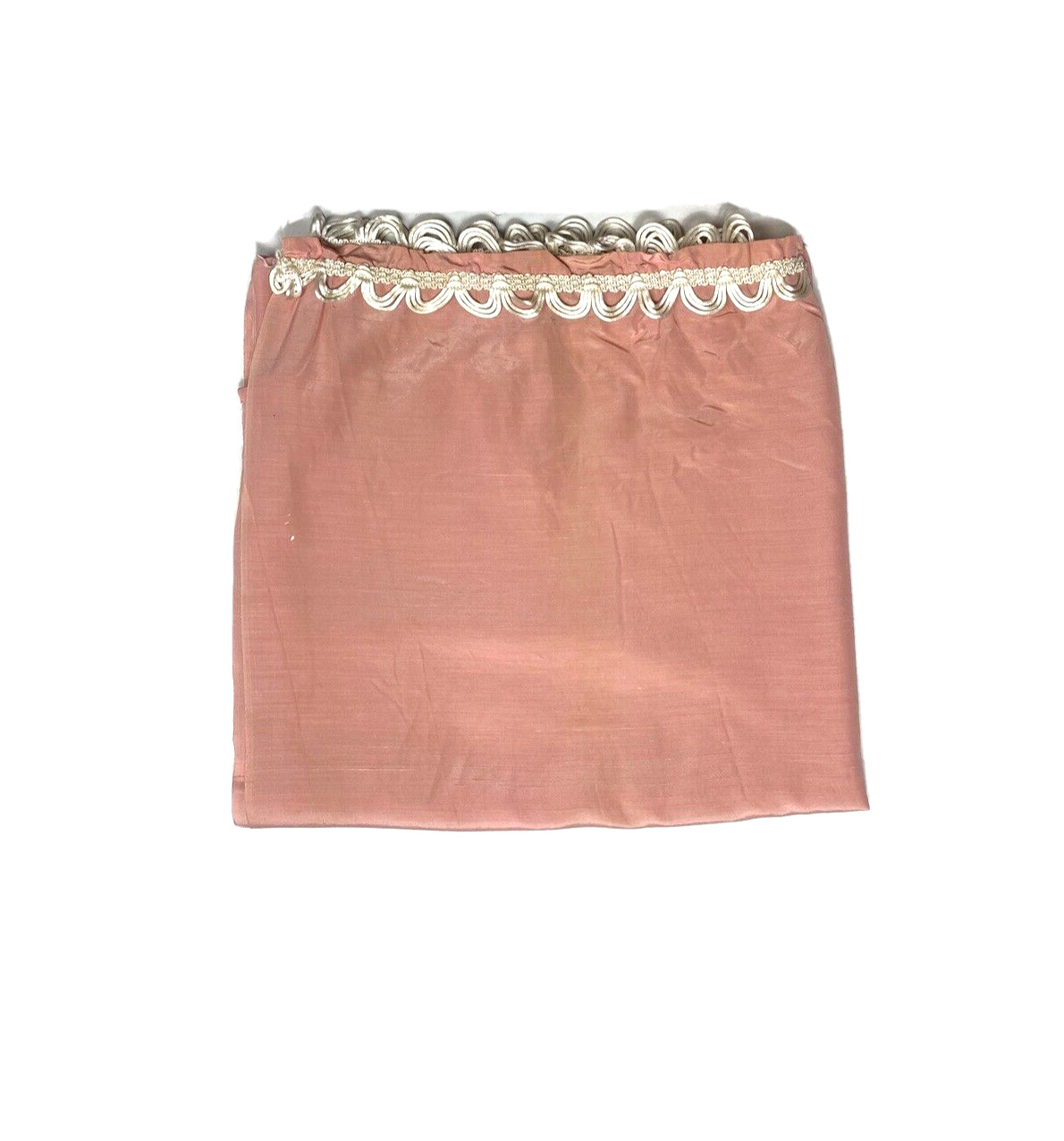 Vintage 1940s 50s Pink Curtain Drape Panel Scalloped Ribbon Trim Long Silky htf