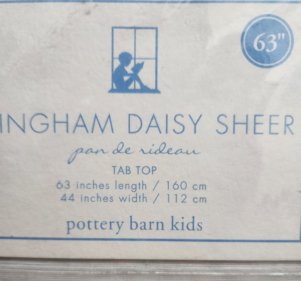 Lot 2 Pottery Barn Kids Gingham Daisy Tab Top Window Sheer Curtain 66″ L 44″ W