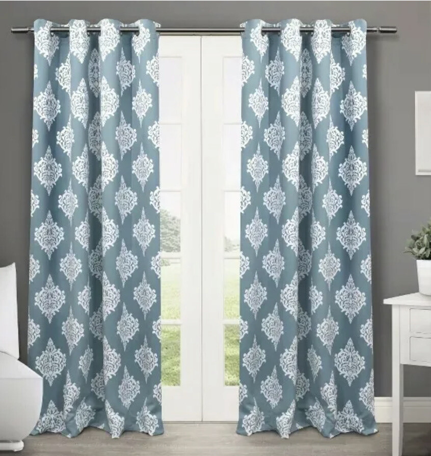 Exclusive Home 52″X96″ Medallion Blackout Curtain 2 Panels with Grommet Teal Set