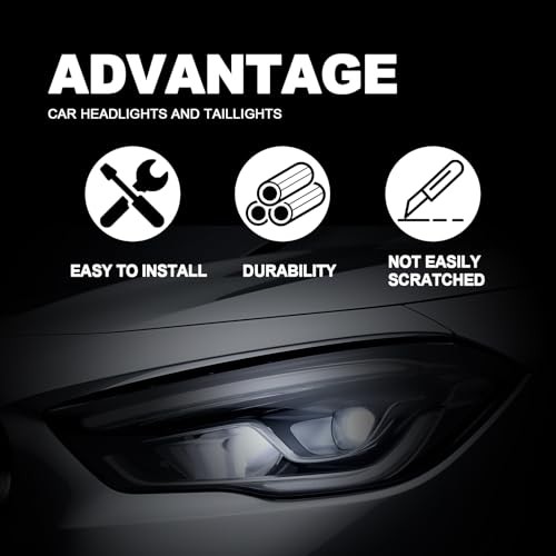Extra-Wide 16″ x 48″ Headlight Taillight Chameleon Vinyl Wrap Roll – Easy Black