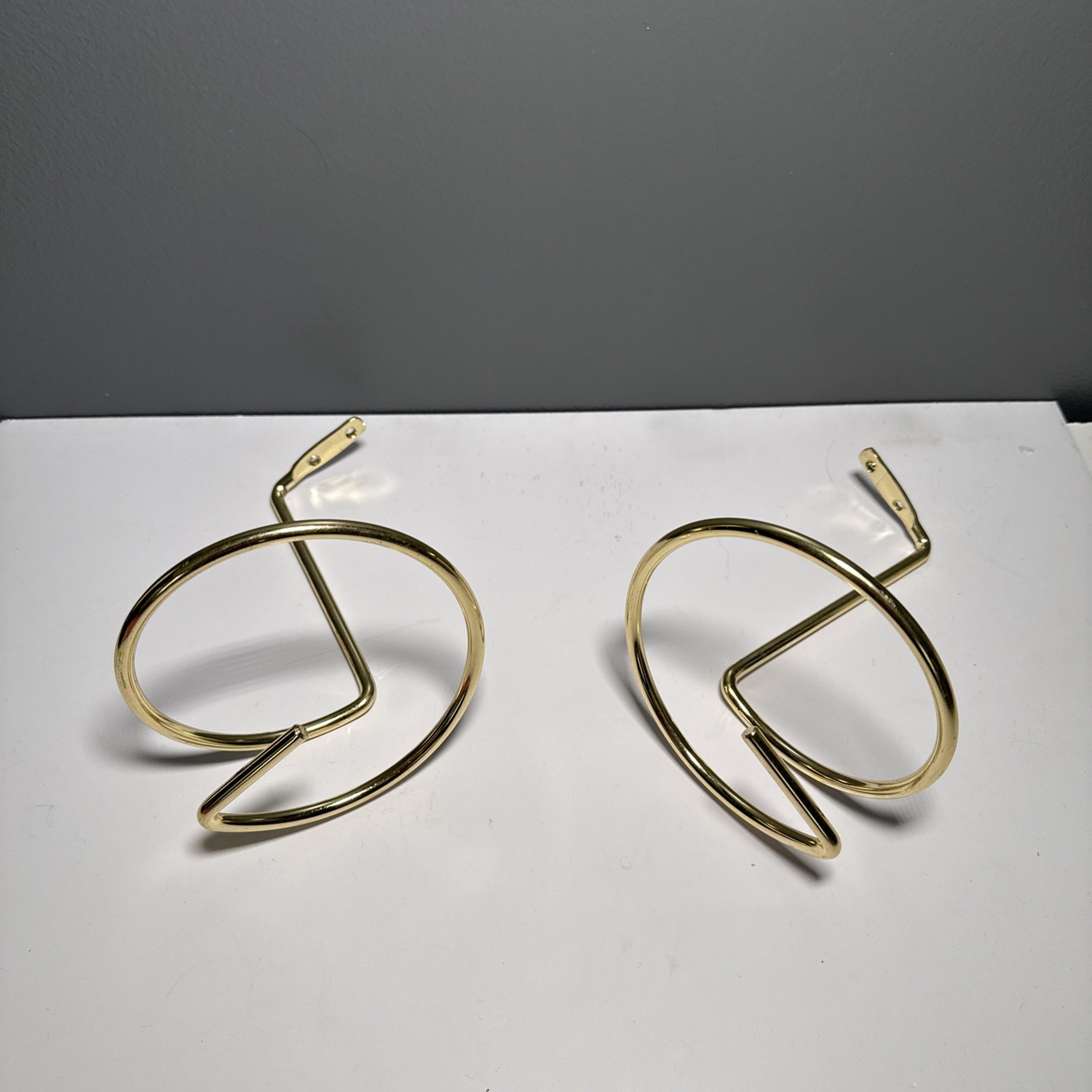 Vintage Mid Century Brass Swag Hooks – Set of 2 Spiral Wall Mount Tiebacks Gold