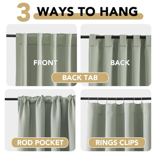 Blackout Curtains Thermal Insulated Window 52″W x 84″L (Pack of 2) Light Sage