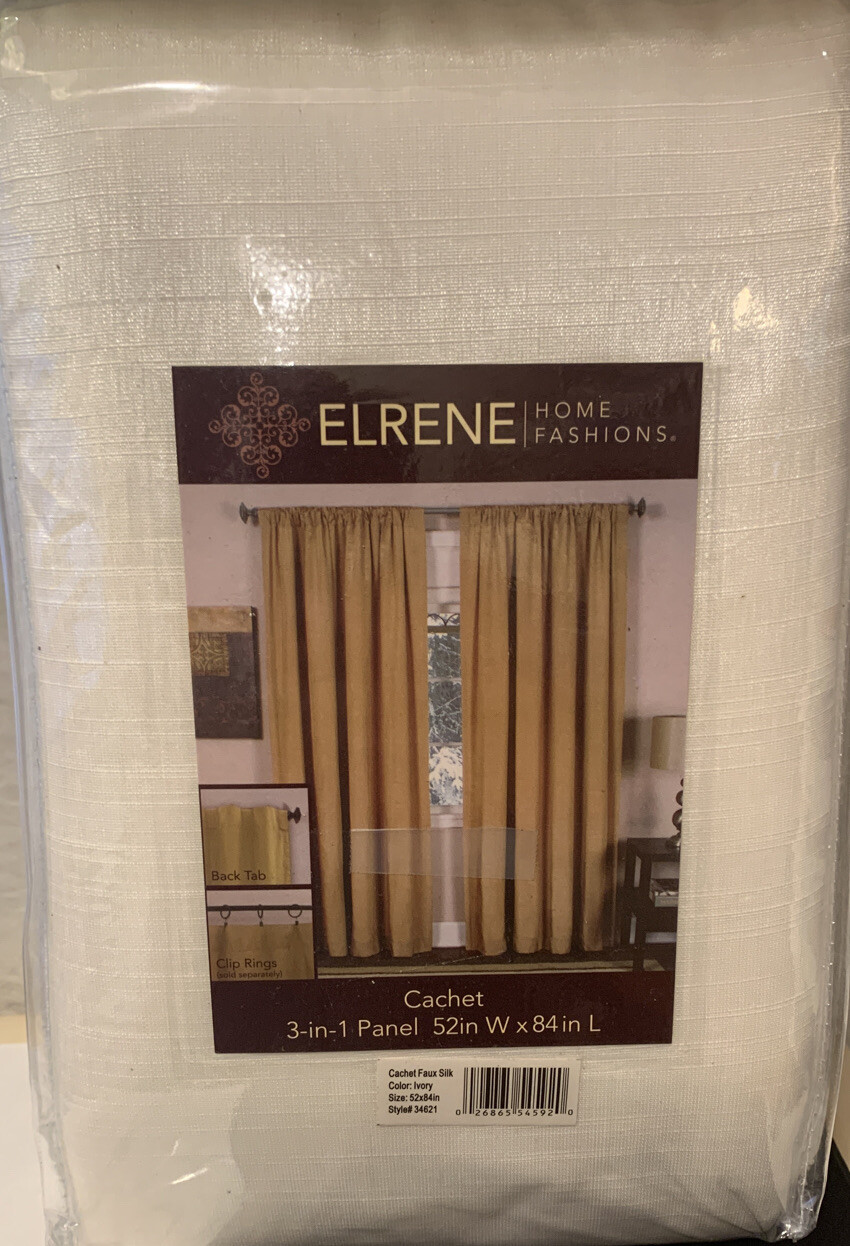Elrene Cachet 3-in-1 Room Darkening 52 x 84″ Window Panel IVORY