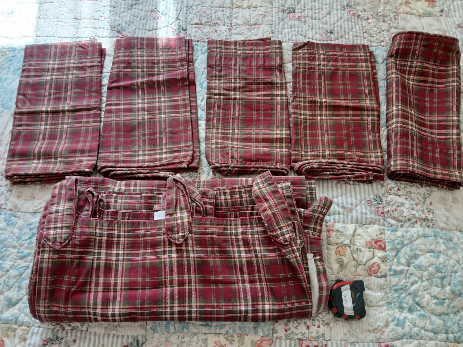 Springs-Red Plaid-100% Cotton Tab Top Drapes and Valances-Really Nice!