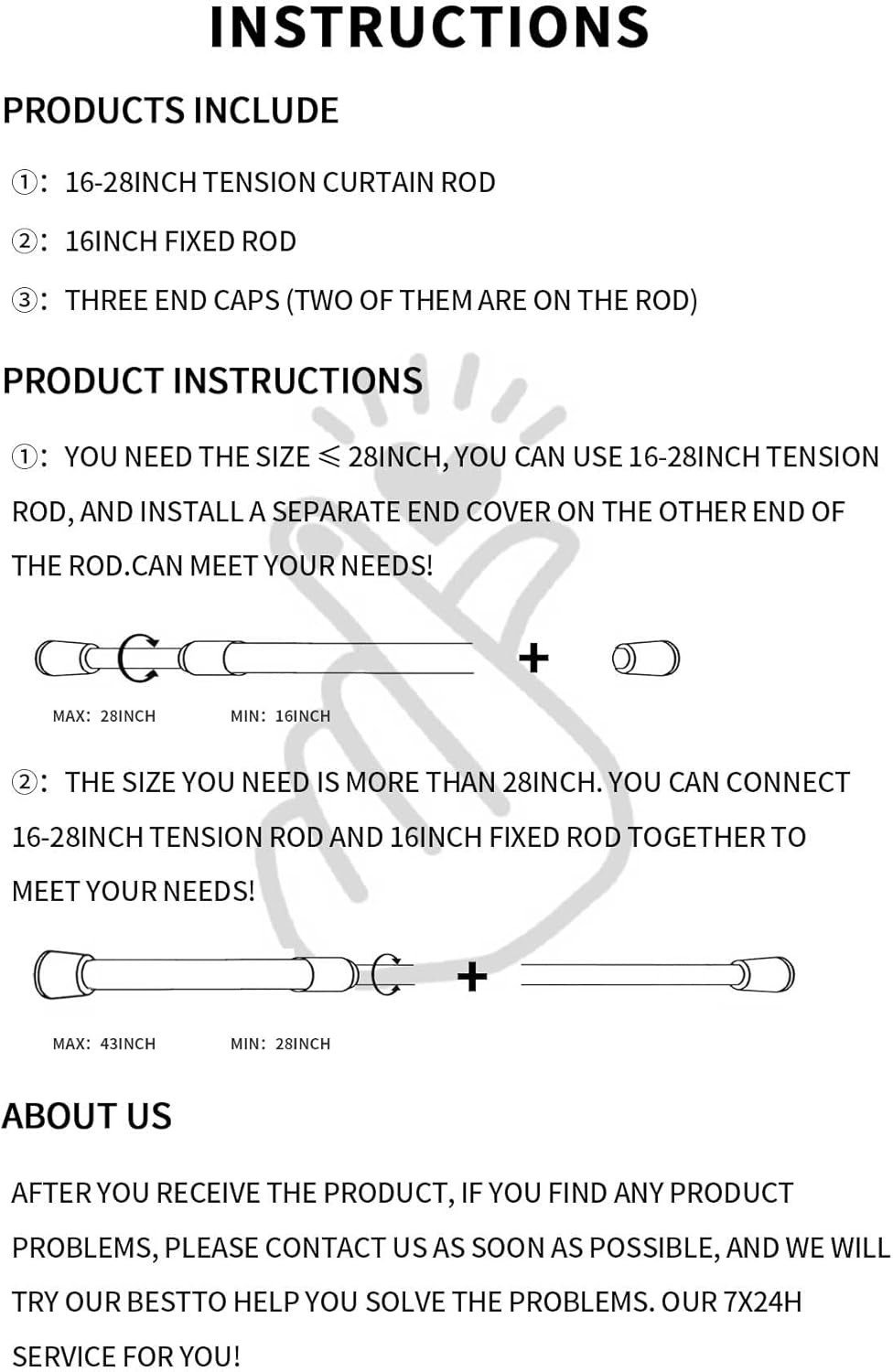 Versatile Tension Rod 28-43in for Curtains & Showers – Durable & Stylish