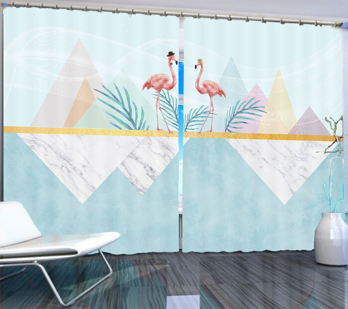 Marble Square Nice Bird 3D Curtain Blockout Photo Printing Curtains Drape Fabric
